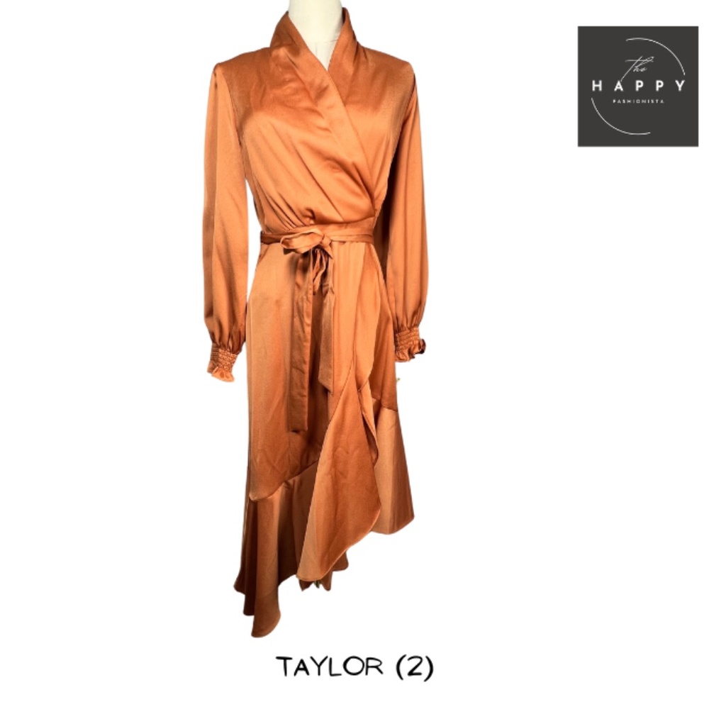 NWT Taylor Satin Wrap Dress, Fully Lined (2)
